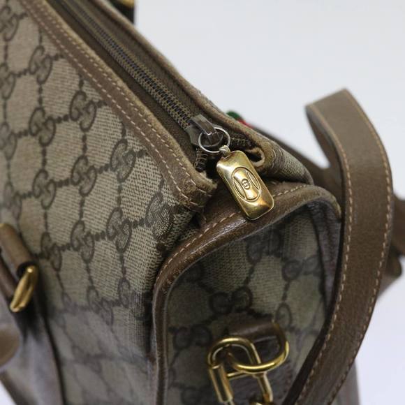 GUCCI GG Supreme Web Sherry Line Hand Bag 2way Beige Red 41 02 039 Auth 64239 - Picture 10 of 16